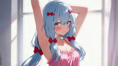 蓝发双马尾萝莉