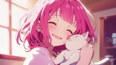 抱猫少女4k唯美高清治愈护眼