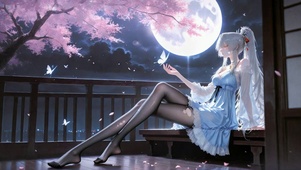 月下樱花银发美少女绯雪