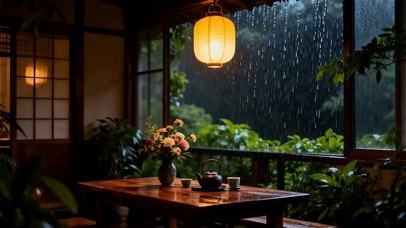 窗外雨天