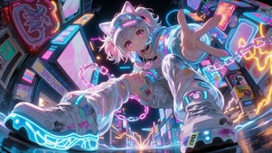 赛博霓虹科技感少女