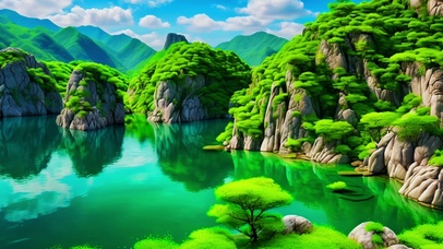 清新护眼石林美景