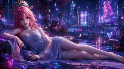赛博都市粉发美少女