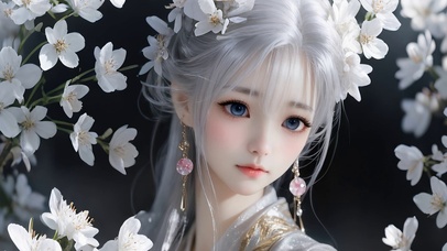 古风银发少女