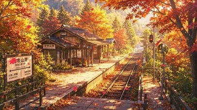 秋天乡村站台