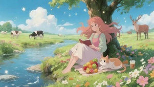 少女靠坐大树看书