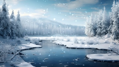 冰湖雪景