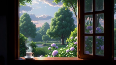 雨窗闲庭听雨声