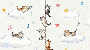 可爱一群猫咪玩耍