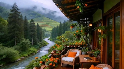 山居观溪小屋
