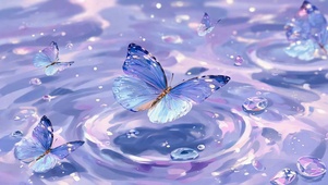 梦幻蓝紫水面水晶蝴蝶