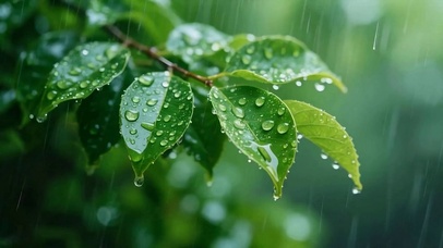 护眼雨天绿叶