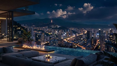 山顶露台俯瞰城夜