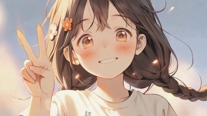 比耶的动漫插画女孩