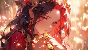 红色财神金币美女