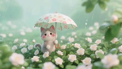 花伞下可爱喵