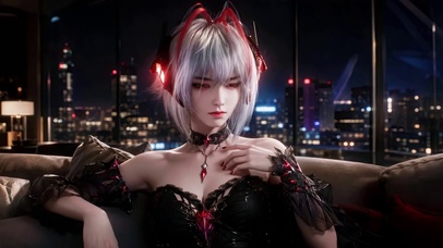 暗夜都市冷艳红发美少女