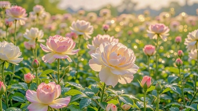 晨露唯美月季花田