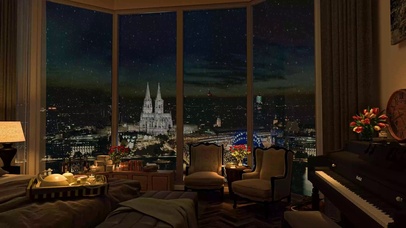 柏林公寓窗户雨滴