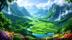 绿色护眼山水美景