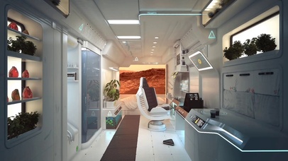 科幻宇宙飞船卧室