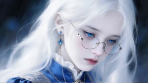 银发蓝眸二次元美少女