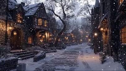 冬日小镇的唯美雪花