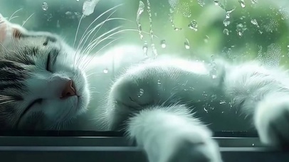 睡着猫咪带鱼屏