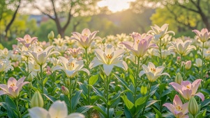 晨光下的唯美百合花园