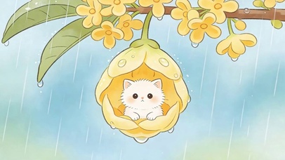 雨天树枝猫咪