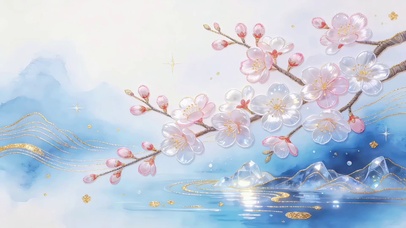清涧垂枝碎星缀花