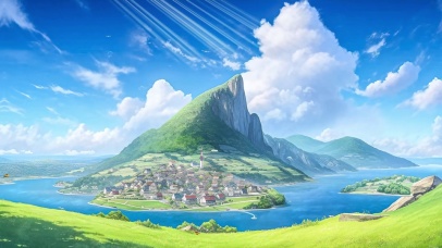 清新风景ai插画