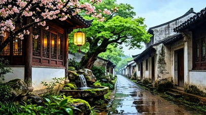 治愈雨后小镇4K