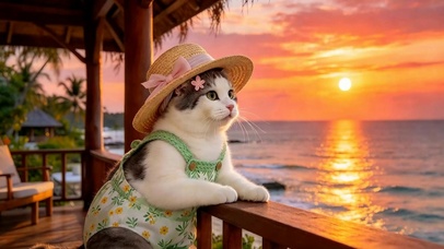 夕阳猫咪