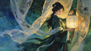 唯美氛围感掌灯少女