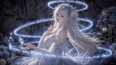 冰蓝魔法银发美少女