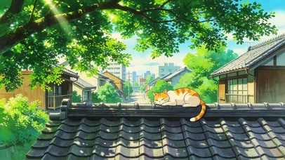 树荫下屋顶猫咪