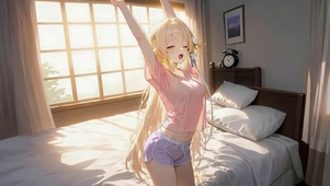 刚起床的女孩