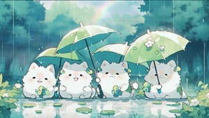 4K 撑伞小猫