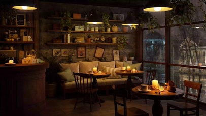 雨天在舒适的咖啡馆