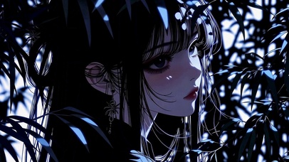 暗夜竹影二次元美少女