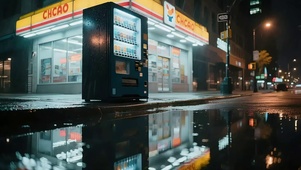 雨天城镇街道夜景