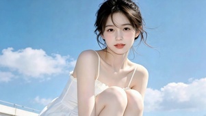 蓝天下白衣少女