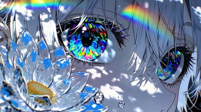 眼眸里的彩虹与莲花