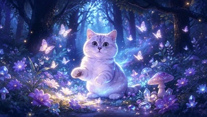  梦幻森林猫咪-无缝循环