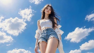 蓝天下少女