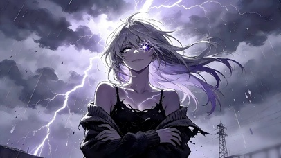 雷雨天怪诞少女