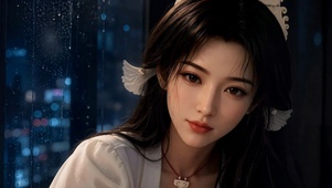 窗边白衣少女宋玉