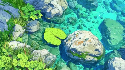 清澈溪流清新治愈风景