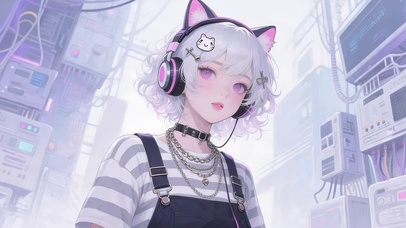 可爱耳机女孩